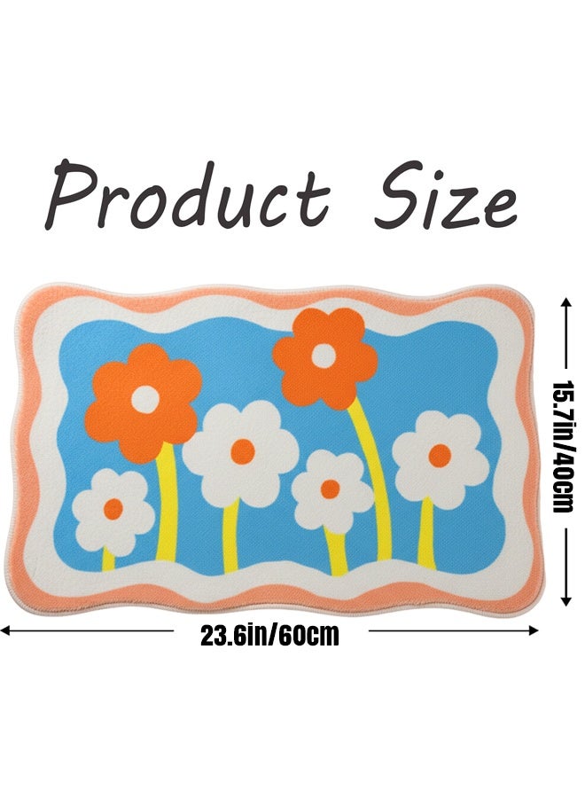 WangPangZi Cute Bath Mat, Extra Soft Bathroom Rugs, High Absorbent Flower Area Rug, Non Slip Machine Washable Bathroom Mat, Great for Indoor Bathtub Bedroom Floor - Image 2